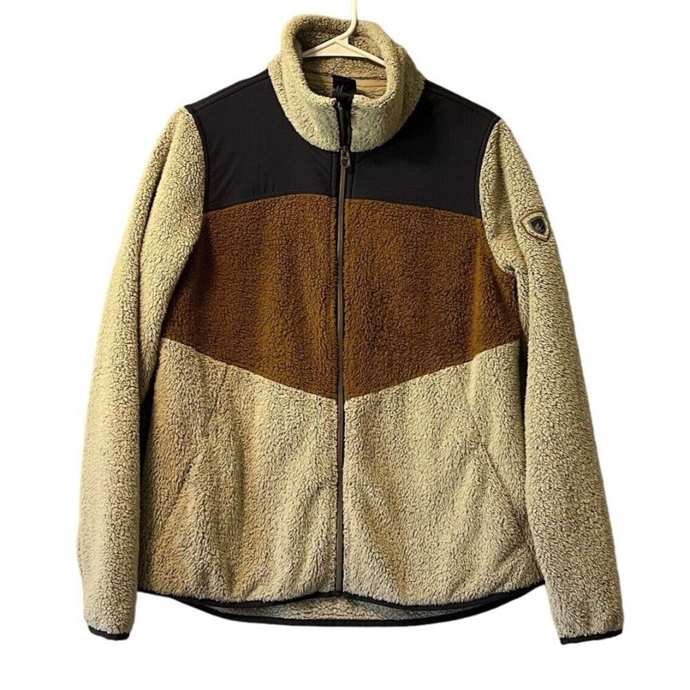 Kuhl Prism Jacket Womens Large Brown Beige Color Block Zip Up Fleece Outdoors‎